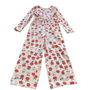 Hanna Andersson Apple of My Eye Long Sleeve Knit Jumpsuit Red Pink 120 US 6-7